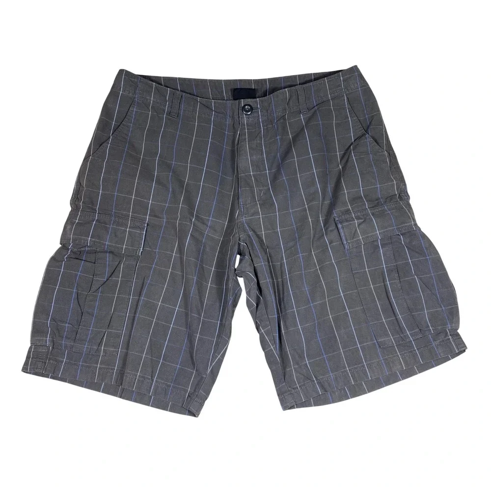Patagonia Mens All-Wear Cargo Shorts Grey Plaid Organic Cotton 36 Gorpcore Hike